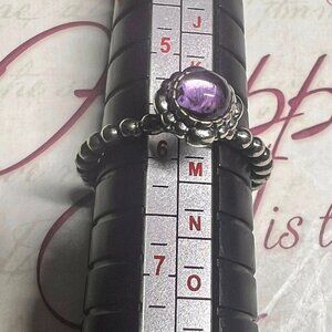 Authentic Pandora February Amethyst Bloom Stackable Ring #190854AM
